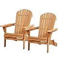 PayLessHere Adirondack Chair Set of 2, Weather Resistant Patio Chairs with Pinewood Wooden Textured for Patio Lawn Garden Backyard Deck Pool Beach Fire Pit