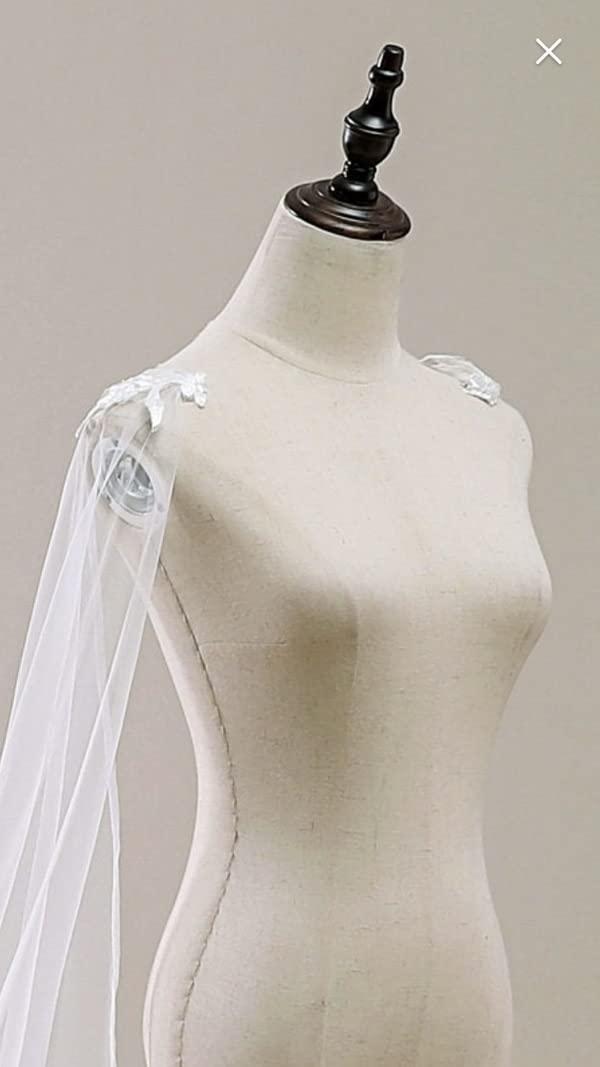 YO-HAPPY Voile De Mariée Élégant En Tulle Cathédrale Avec Appliques Cristal Et Fleurs - Cape Épaule Longue Pour Robe De Mariage