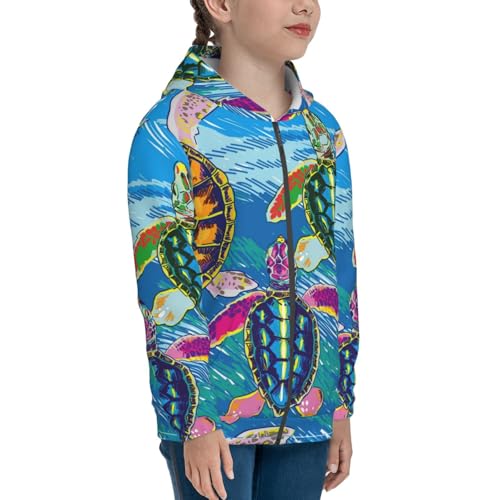 Little Sea Turtles Kids Pullover Hoodies Boys Zip Up Sweatshirts Girls Athletic Clothes with Pocket4