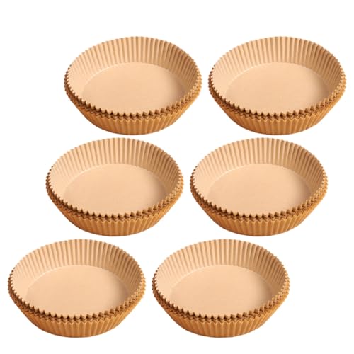 MAGICLULU 50 Stück Ölfeste Backpapier Einlagen Rund für Heißluftfritteusen Hitzebeständige Papiereinlage Einweg Backformauflage für Airfryer Mikrowelle Dampfgarer