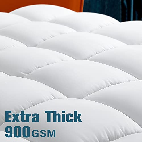 Shilucheng King Mattress Topper, Extra Thick Cooling Mattress Pad For Back Pain, Breathable Fluffy Ultra Soft Pillow Top Down Alternative Fill Mattress Pad Cover (78X80 Inches, White) #TOP2