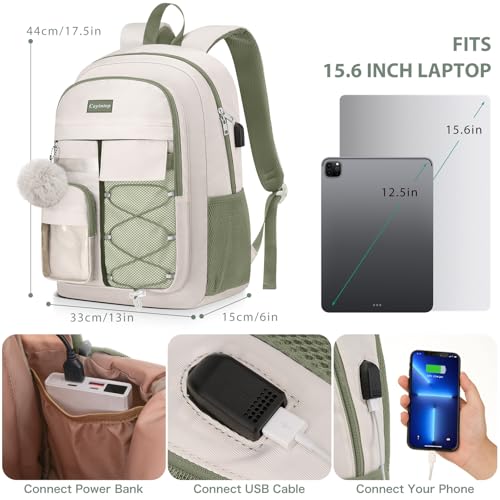 Image of Laptop Backpack for Women College Bookbag: 15.6 Inch Casual Work Backpacks with USB Charging Port Waterproof Womens Travel Back Pack with Laptop Compartment Daypack for Teacher Nurse Computer Bag