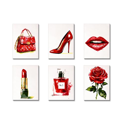 LinkLuck 6 Stück Malen Nach Zahlen,Paint by Numbers Malen Nach Zahlen,DIY Handgemalt Ölgemälde Kit mit Pinseln und Acrylfarben,Handgemalt Ölgemälde Leinwand für Home Decor, Rahmenlos (20x30cm)