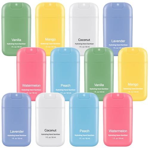 Frienda 12 Pack Mist Hand Sanitizer Spray with Keychain...