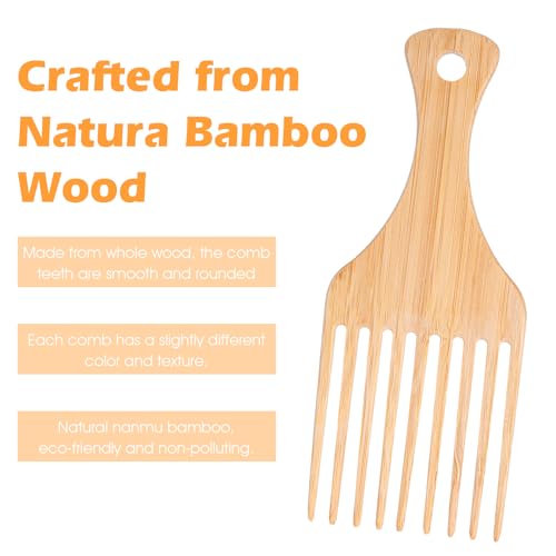 4 peines de madera para cabello rizado 15.7 cm miniatura 5