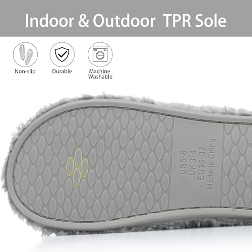 Image of GOEWY Fuzzy Open Toe Slippers for Women Indoor Cozy Memory Foam Slip On House Slides Shoes Gifts for Womens Her Mom