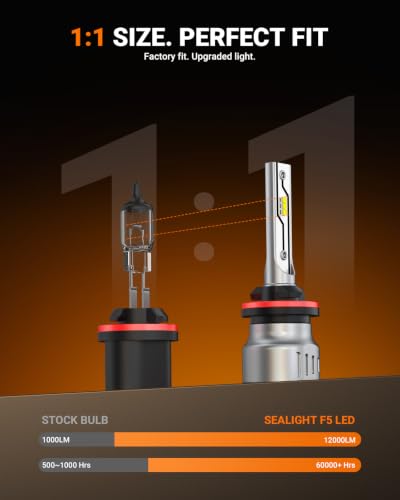 Image of SEALIGHT 881 /889 LED Fog Light Bulbs, 12000LM 6500K White-2 Pack, for Dodge
