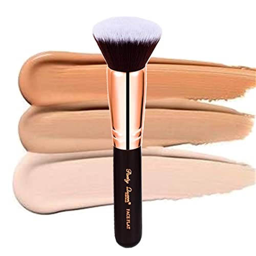 Face Flat Top Kabuki Foundation Brush, Synthetic Professional Makeup Brushes Liquid Blending Mineral Powder Buffing Stippling Makeup Tools, (RoseGold)…