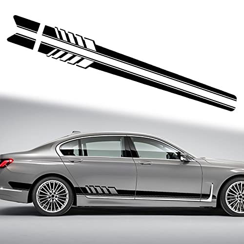 Image of QianBao Auto Racing Body Door Side Stripe Graphic Vinyl Sticker Style 7 Black