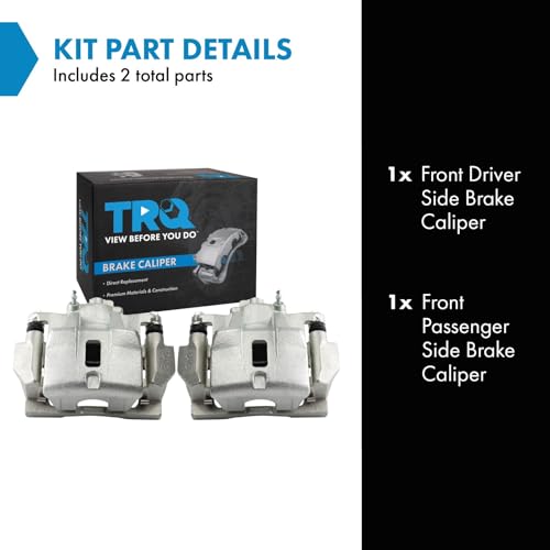 Image of TRQ Front Brake Caliper Set Zinc Coated Brackets Hardware Compatible with 2004-2006 Lexus RX330 2007-2009 RX350 2007-2008 RX400h 2006-2007 Toyota Highlander