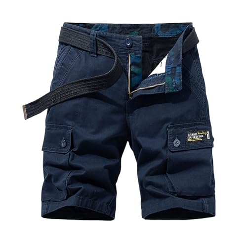 MOKBAY Short Cargo Homme, Jeans Court Vêtements Chantier Militaire Ete Pantacourt Short Tactique, Elastique Zippée Genoux Coton Beige Pantacourt, Travail...