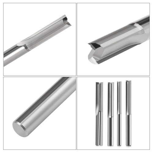 Trvoxviq Gerade CNC-Fräser-Bits Schaftfräser 5 Stück Frässchneider Werkzeuge mit 2 Rillen, 2x17mm, 1/8’’ Schaft Vollhartmetall CNC-Bits Mühlensets für PVC Acryl Gravur Schnitzen