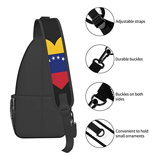 Mochila cruzada unisex Love Venezuela negra miniatura 6