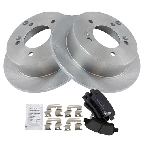 Image of TRQ Rear Brake Pad and Rotor Set Ceramic Solid Rotors