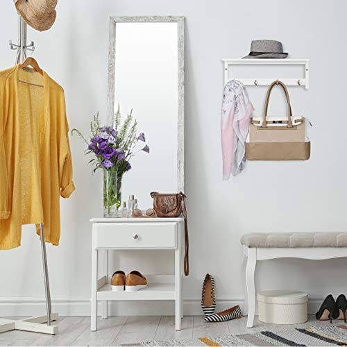 Relaxdays Estante de Pared con 4 Ganchos, 17,5 x 50 x 16 cm, bambú, toallero, Perchero, Libre, Blanco - imagen 4