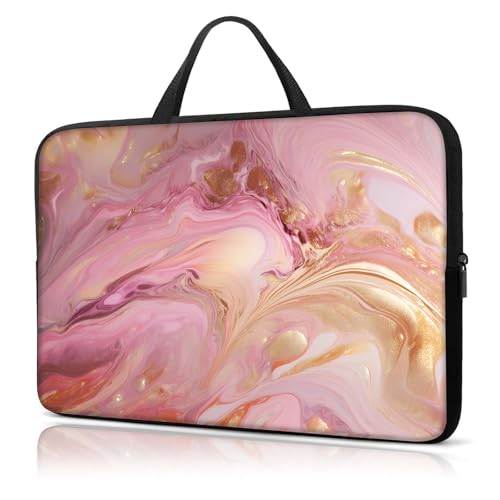 Funda para Laptop 13 Pulgadas con Asa Oro y Rosa Mármol miniatura 1