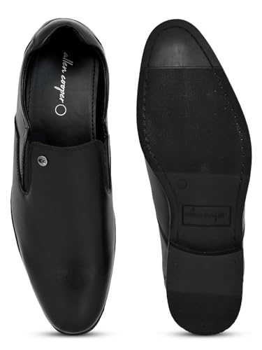 Image of Allen Cooper Men's Black Genuine Leather Loafers |Slip-On Formal Shoes | Comfortable Office Moccasins for Men