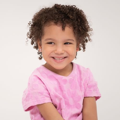 925 Sterling Silver 4mm Heart & Flower Screw Back Earrings for Children with Pink Cubic Zirconia Stones - For Little Girls, Toddlers & Preteens2