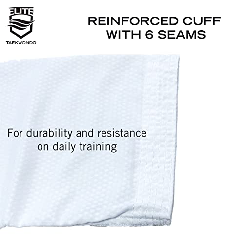 Elite – Uniforme Taekwondo de colarinho branco (TKD Dobok) Tecido ultraleve, Branco, 190 (5)