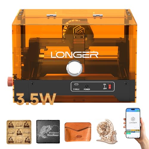 Image of LONGER Ray5 Laser Engraver, 3500mW Portable Laser Engraver & Cutter, 0.01mm Ultra-Precision for Wood, Acrylic, Leather, 12000mm /min, WiFi & APP Control, 130x140mm Working Area