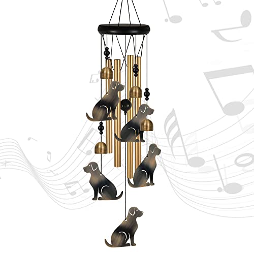 Outdoor Dog Wind Chimes Decor, Memorial Wind Chime, Mobile Dogs Wind Bells, Dog Wind Catcher, Bronze Dog Wind Chimes For Home, Yard, Patio, Garden Dog Decoration, Festival Gifts For Mom, Bronze Chimes #TOP6
