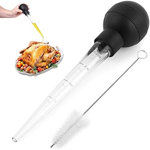 Haplws Turkey Baster with Brush, Turkey Oil Dropper Food Grade Syringe Baster for Basting and Kitchen Cooking Turkey