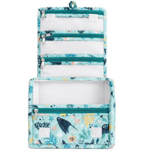 Image of Foldable Travel Kit | Multipurpose All-in-One Compact, Durable, Lightweight, Waterproof, Bag | Travel Friendly Pouch Ideal for Diaper, Medicines, Accessory & Toiletry (Sea &Ocean Print)