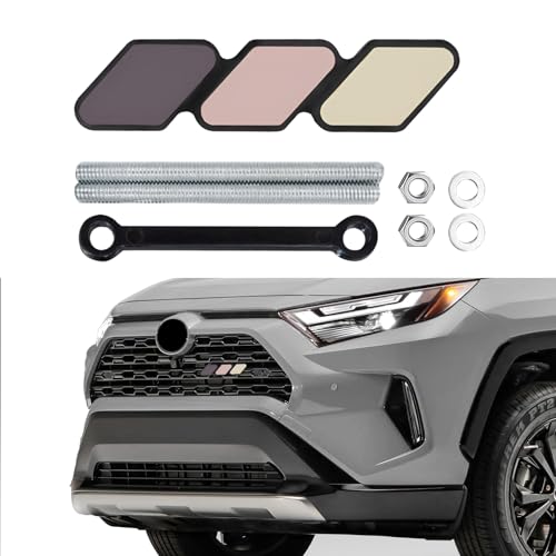 Image of Tri-Color Grille Decor Badge, Front Grill Emblem, Tri-Color Grille Badge Emblem Decoration Accessories, Grille Insert Trims Car Decor Fit for Tacoma 4Runner Tundra (Rose Gold)