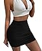 Afibi Women's Stretch High Waist Ruched Bodycon Double Layer Casual Mini Skirt (Medium, Black)