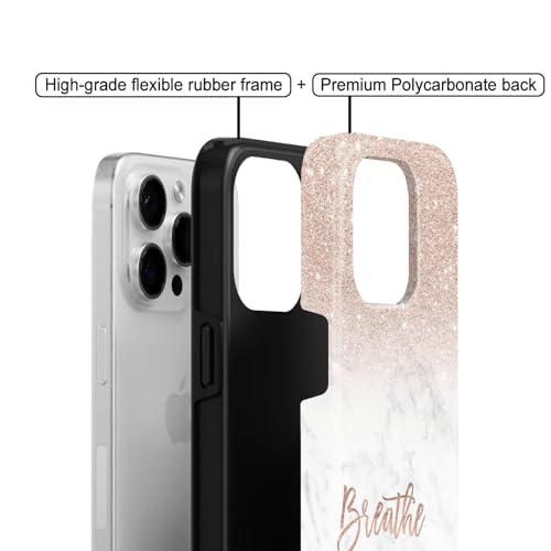 Image of COLORflow Back Cover Compatible with Samsung A23 4G / 5G | (Best for Girls) Quotes (Breathe) Marble | Designer Printed Glossy Armoured Bumper Back Cover Compatible with Samsung Galaxy A23 4G / 5G