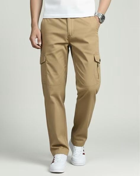 Image of Vikita Enterprise Men's Relaxed Fit Cotton Cargo Pant with Full Length and Zipper Closure Type | Mens Cargo Pants with Pocket