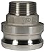 Dixon 2015-F-SS Stainless Steel 316 Type F Cam and Groove Reducing Hose Fitting, 2" Plug x 1-1/2" NPT Male