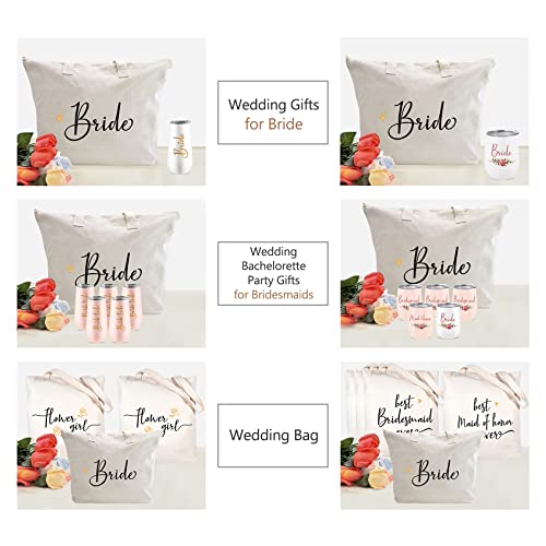 Caraknots Bride Bag Bride Gifts For Wedding Bridal Shower Engagement Anniversary Bachelorette Gifts For Bride Canvas Tote Bag With Zipper And Pocket thumb #5