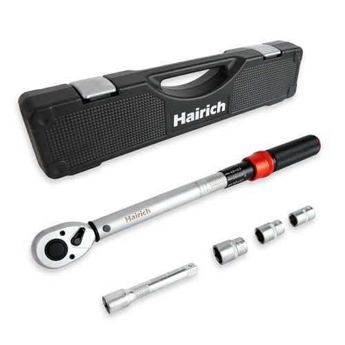 Hairich Drehmomentschlüssel 1/2 Zoll für Auto 20230 Nm Torque Wrench 5-tlg. Set mit Verlängerung & Stecknüssen (17/19/21 mm) für Reifenwechsel & Motorrad