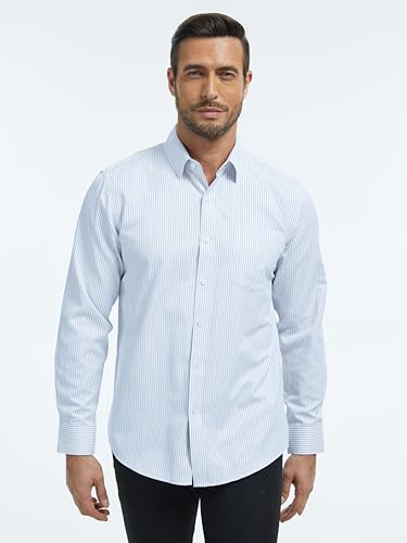Mens Striped Dress Shirts Long Sleeve Button Down Shirt for Men Grade 4 Wrinkle-Resistant2