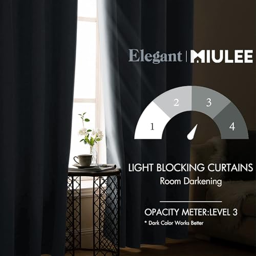 Image of MIULEE Light Blue Blackout Bedroom Curtains Drapes 96 Inch Long 52 inchx96 inch | Grommet Top, Room Darkening Window Drapes, Privacy Protection, Thermal Insulated, Heat Blocking, Light Blocking