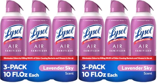 Image of Lysol Air Sanitizer with Bacterial Odor Eliminator for Home & Office, Air Freshener Alternative, Simple Fresh Scent, 10 oz (Pack of 6)