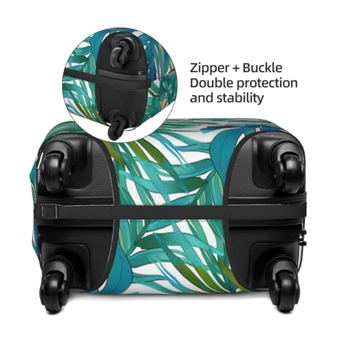 Teal Green Tropical Palm Leaves Travel Luggage Cover Elastic Suitcase Covers Washable Anti Scratch Luggage Dust Covers Protector, Fits 22-24 inch Luggage, M3