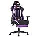 IntimaTe WM Heart Gaming Stuhl, Ergonomischer Gamer Stuhl mit Versenkbarer Fußstütze, Computerstuhl Bürostuhl, Racing Stuhl PU Leder Drehstuhl mit Hoher Rückenlehne, Schwarz & Lila