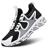 Mens Running Shoes Blade Fashion Sneakers Casual Slip on Tennis Walking Athletic Sport Trainers Zapatillas para Hombre White Black