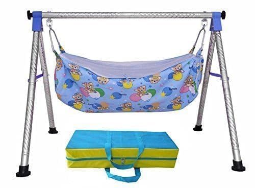 UMAVANSHI Baby Boy's and Girl's Portable Folding Swing Cradle/Ghodiyu/Crib/BabyJhula/Baby Palna. Multicolour (Nir Round Baby Cradle)