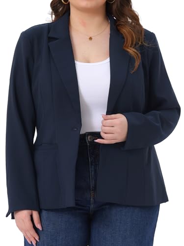 Agnes Orinda Blazers for Women Plus Size Long Sleeve Notched Lapel Work Business Casual Outfits Suit Jackets Blazer