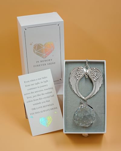 Grief Memorial Gift, 40mm Crystal Angel Ornament, Suncatchers for Windows Hanging Rainbow Maker, Sympathy Gifts for Loss of Loved One, Miscarriage, Bereavement, Dog, Funeral, Remembrance