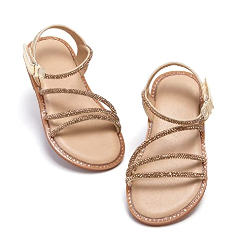 Image of PHIRAMIN Toddler Girl Sandals - Flower Girl Dress Shoes Open Toe Little Kid Flats