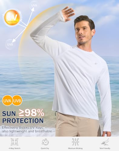 Image of Pudolla Men's Sun Protection Shirts UV SPF UPF 50+ Rash Guard Long Sleeve Lightweight Quick Dry Brethable Swimming Fishing