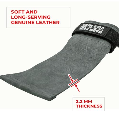 Image of WARM BODY COLD MIND Leather Hand Grips - NO Holes for Weightlifting, Powerlifting, Gymnastics, Cross Training, Pull-Ups, Weight Lifting, Wrist and Palm Protection