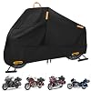 Motorcycle Cover Waterproof Outdoor, 300D Heavy Duty Motorcycle Cover for Harley Davidson Electra Glide Ultra Limited CVO Road Street Glide Honda Gold Wing Protection Fits up to 116 - Black