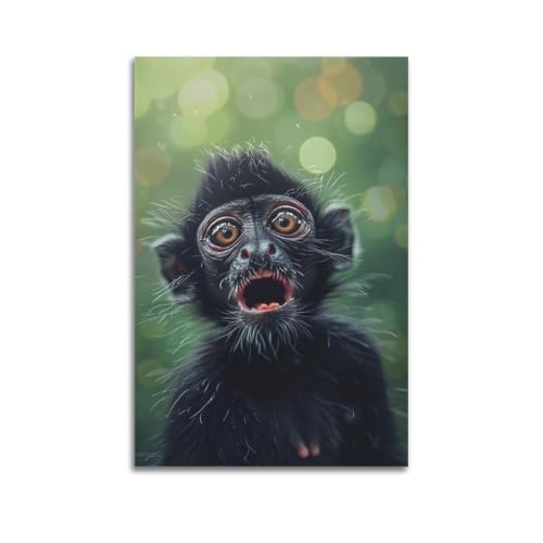 Póster de mono araña negro JUWRHRHHRH sobre lienzo para salón y dormitorio de 50x75 cm