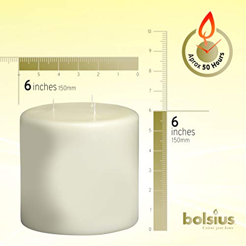 Bolsius - Pillar Candle – XXL - Ivory - 3-wick - 15 x 15cm - Image 3