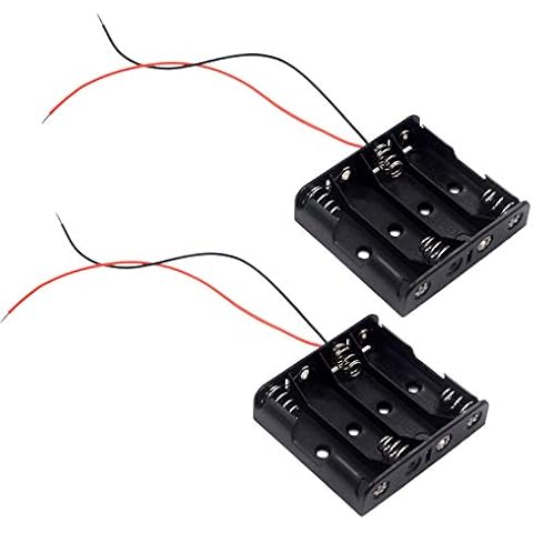 LampVPath (Pack of 2 4 AA Battery Holder, 4 AA Battery Holder with Leads, 4 AA Battery Holder with Wires Cover